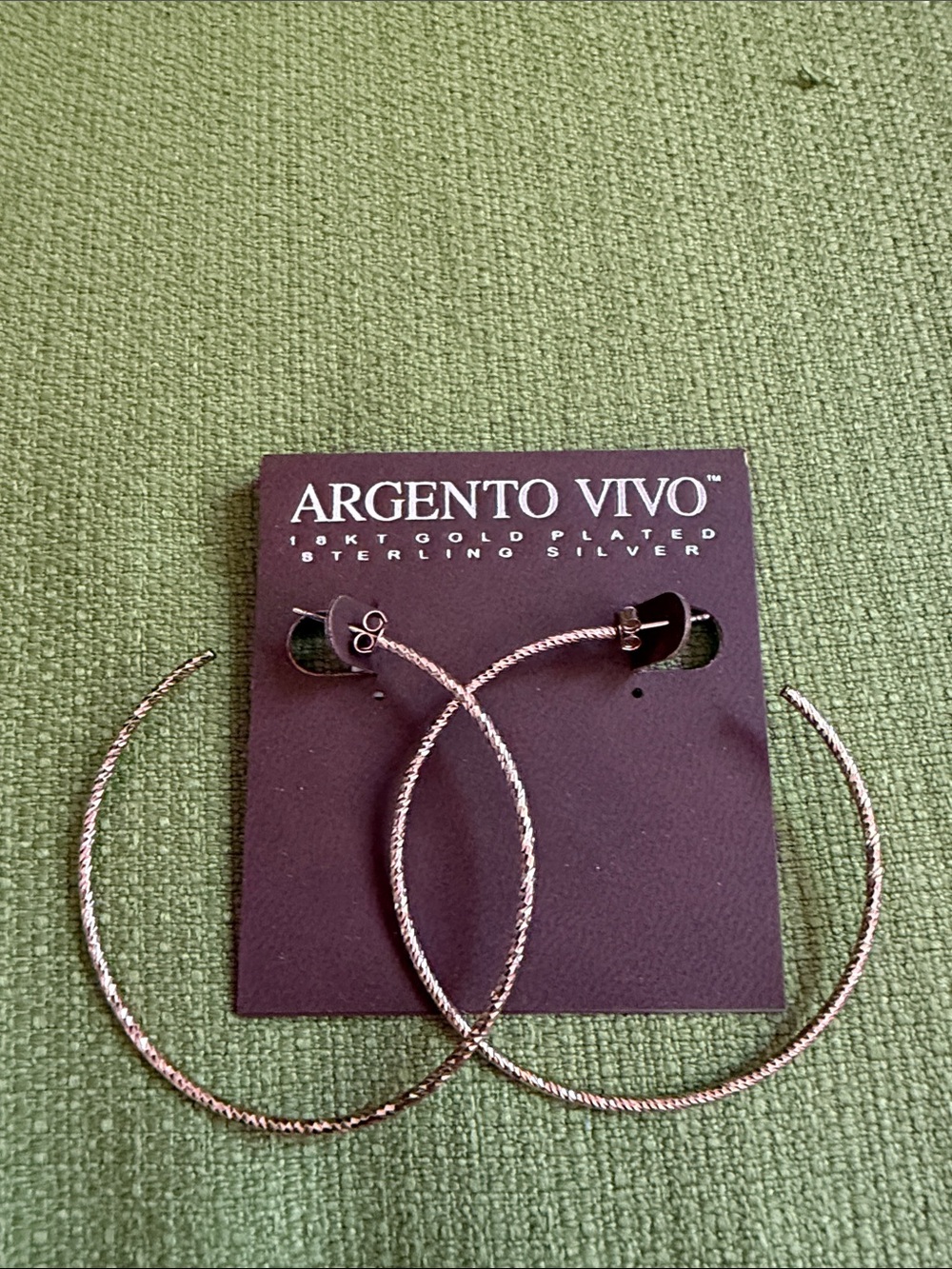 NWT Argento Vivo 18K Rose Gold Plated SS Diamond Cut Hoop Earrings